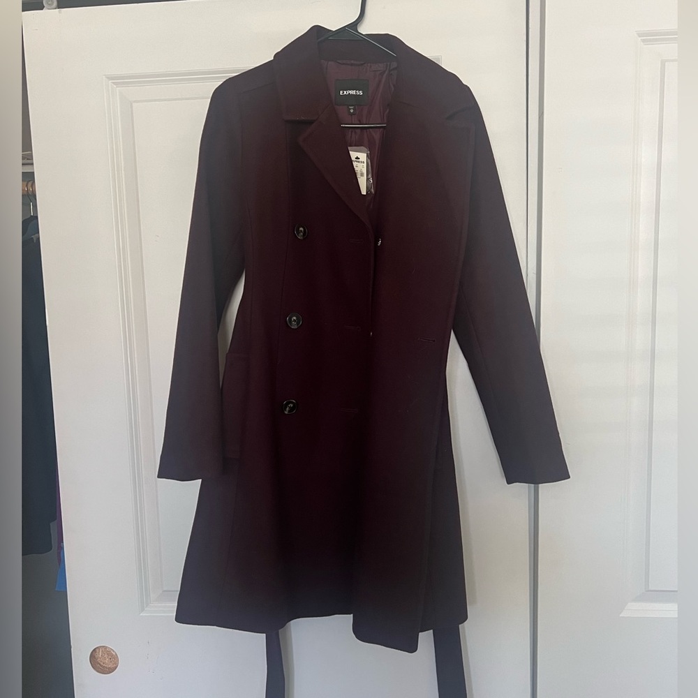 Express Dark Purple PeaCoat XS- Brand New